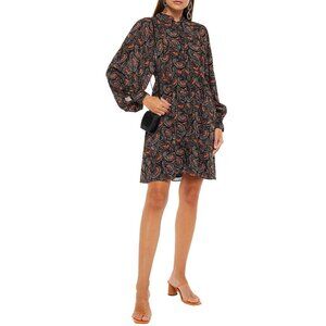 $420 NWOT ANTIK BATIK Anthropologie Otto Gathered Printed Crepe Mini Dress Sz S
